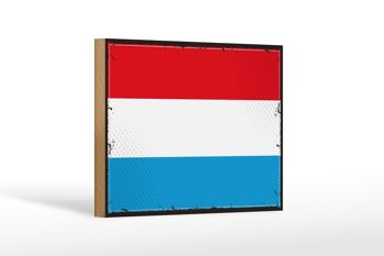 Panneau en bois drapeau du Luxembourg 18x12cm drapeau rétro décoration luxembourgeoise 1