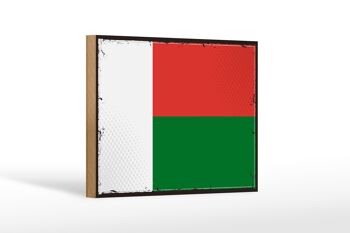 Panneau en bois drapeau de Madagascar 18x12 cm décoration rétro Madagascar 1