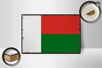 Panneau en bois drapeau de Madagascar 18x12 cm décoration rétro Madagascar 2