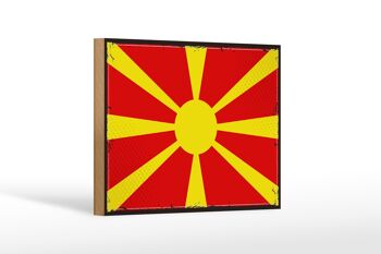 Panneau en bois drapeau de la macédonie, 18x12cm, drapeau rétro, décoration de la macédonie 1