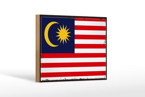 Holzschild Flagge Malaysias 18x12cm Retro Flag of Malaysia Dekoration