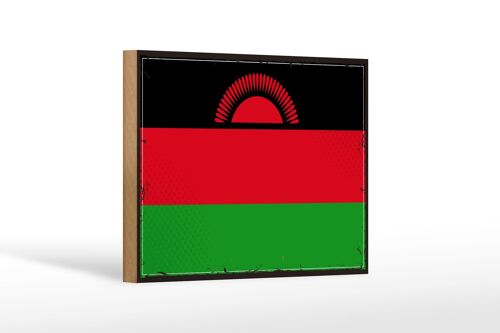 Holzschild Flagge Malawis 18x12 cm Retro Flag of Malawi Dekoration