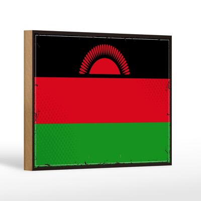 Holzschild Flagge Malawis 18x12 cm Retro Flag of Malawi Dekoration