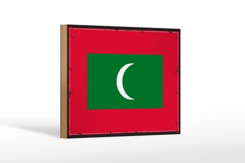Holzschild Flagge Malediven 18x12 cm Retro Flag Maldives Dekoration