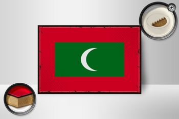 Drapeau en bois des Maldives 18x12 cm, drapeau rétro des Maldives, décoration 2