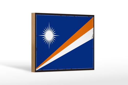 Holzschild Flagge Marshallinseln 18x12 cm Retro Flag Dekoration