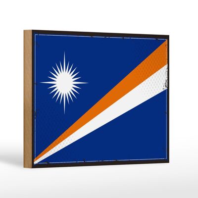 Letrero de madera bandera Islas Marshall 18x12 cm decoración de bandera retro