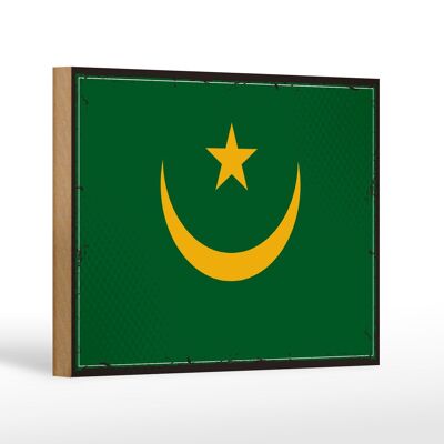 Cartello in legno bandiera della Mauritania 18x12 cm decorazione bandiera retrò