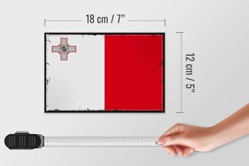 Panneau en bois drapeau de Malte 18x12 cm décoration rétro drapeau de Malte 4