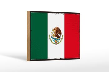 Panneau en bois drapeau du Mexique 18x12 cm Décoration rétro drapeau du Mexique 1