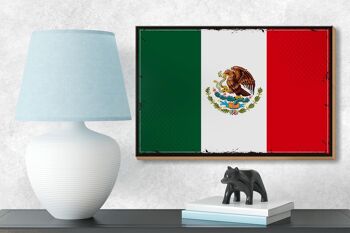 Panneau en bois drapeau du Mexique 18x12 cm Décoration rétro drapeau du Mexique 3