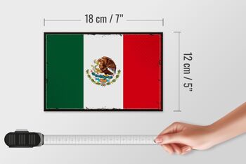Panneau en bois drapeau du Mexique 18x12 cm Décoration rétro drapeau du Mexique 4