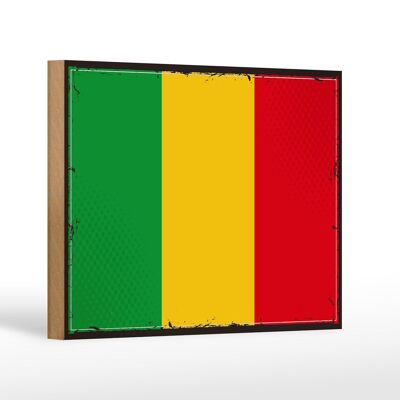 Panneau en bois drapeau du Mali 18x12 cm Décoration rétro drapeau du Mali