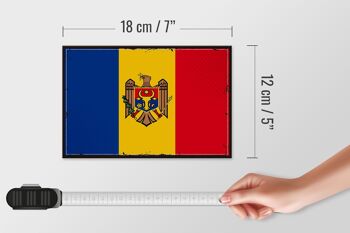 Drapeau de signe en bois Moldavie 18x12 cm Décoration rétro drapeau de Moldavie 4