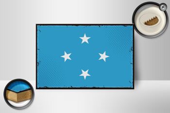 Panneau en bois drapeau de la Micronésie 18x12 cm décoration rétro de la Micronésie 2