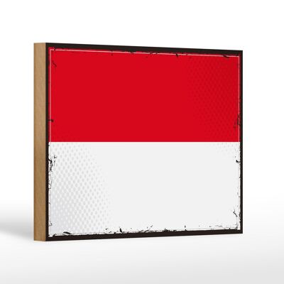 Holzschild Flagge Monacos 18x12 cm Retro Flag of Monaco Dekoration