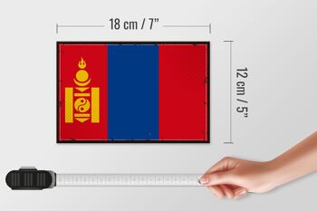 Drapeau en bois Mongolie 18x12 cm, drapeau rétro de la Mongolie, décoration 4