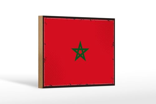 Holzschild Flagge Marokkos 18x12 cm Retro Flag of Morocco Dekoration