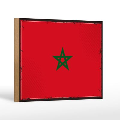 Holzschild Flagge Marokkos 18x12 cm Retro Flag of Morocco Dekoration