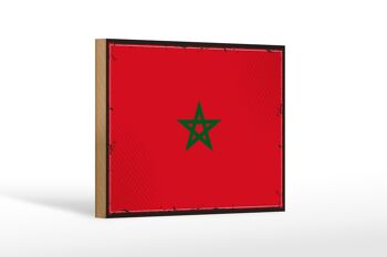Panneau en bois drapeau du Maroc 18x12 cm Décoration rétro drapeau du Maroc 1