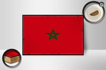 Panneau en bois drapeau du Maroc 18x12 cm Décoration rétro drapeau du Maroc 2