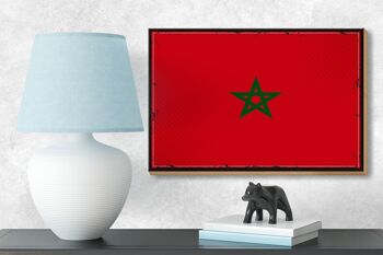 Panneau en bois drapeau du Maroc 18x12 cm Décoration rétro drapeau du Maroc 3