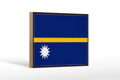 Holzschild Flagge Naurus 18x12 cm Retro Flag of Nauru Dekoration