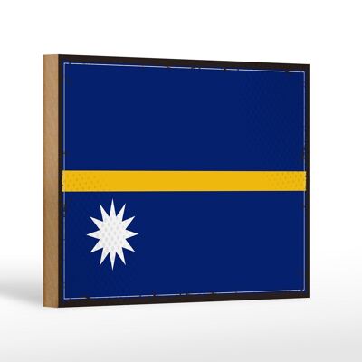 Letrero de madera Bandera Nauru 18x12 cm Decoración Retro Bandera de Nauru