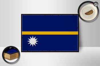 Drapeau panneau en bois Nauru 18x12 cm Décoration rétro drapeau de Nauru 2