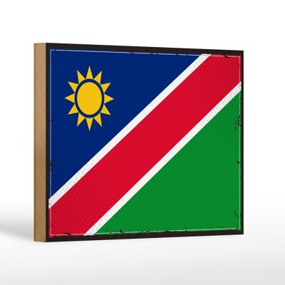 Letrero de madera bandera de Namibia 18x12 cm Bandera Retro de Namibia decoración