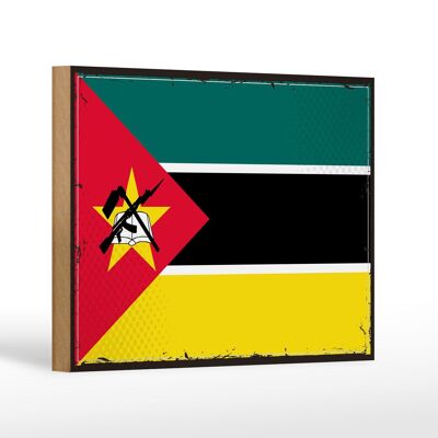 Holzschild Flagge Mosambiks 18x12 cm Retro Flag Mozambique Dekoration
