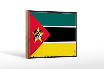 Panneau en bois drapeau du Mozambique 18x12 cm drapeau rétro décoration du Mozambique 1