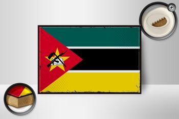Panneau en bois drapeau du Mozambique 18x12 cm drapeau rétro décoration du Mozambique 2