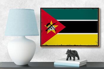 Panneau en bois drapeau du Mozambique 18x12 cm drapeau rétro décoration du Mozambique 3