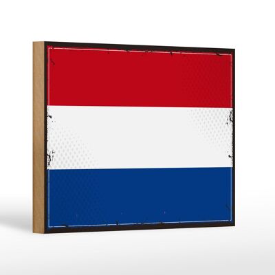 Cartello in legno bandiera Olanda 18x12 cm Decorazione retrò Olanda