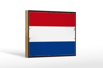 Panneau en bois drapeau Pays-Bas 18x12 cm Décoration rétro Pays-Bas 1