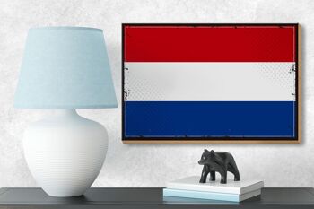 Panneau en bois drapeau Pays-Bas 18x12 cm Décoration rétro Pays-Bas 3