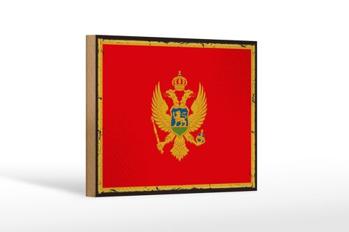 Holzschild Flagge Montenegro 18x12cm Retro Flag Montenegro Dekoration