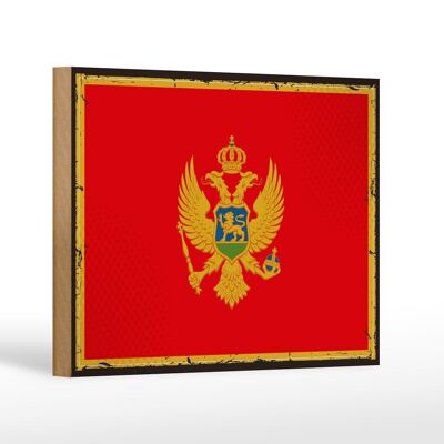 Holzschild Flagge Montenegro 18x12cm Retro Flag Montenegro Dekoration