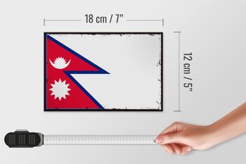 Panneau en bois drapeau du Népal 18x12 cm Décoration rétro drapeau du Népal 4