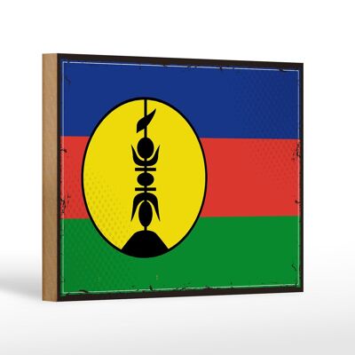 Bandera de madera Nueva Caledonia 18x12 cm decoración de bandera retro