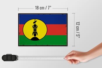 Panneau en bois drapeau Nouvelle-Calédonie 18x12 cm décoration drapeau rétro 4