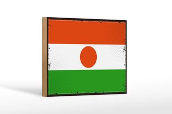 Panneau en bois drapeau du Niger 18x12 cm drapeau rétro du Niger décoration 1