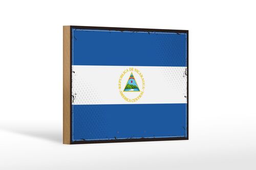 Holzschild Flagge Nicaraguas 18x12 cm Retro Flag Nicaragua Dekoration