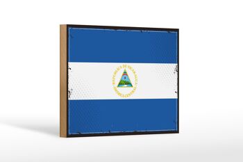 Panneau en bois drapeau du Nicaragua 18x12 cm drapeau rétro décoration Nicaragua 1