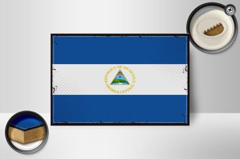 Panneau en bois drapeau du Nicaragua 18x12 cm drapeau rétro décoration Nicaragua 2