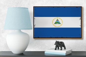 Panneau en bois drapeau du Nicaragua 18x12 cm drapeau rétro décoration Nicaragua 3