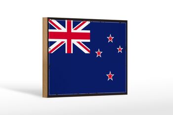 Panneau en bois drapeau de la Nouvelle-Zélande 18x12 cm Décoration rétro Nouvelle-Zélande 1