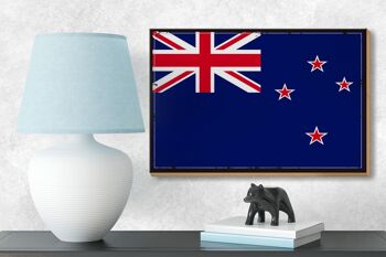 Panneau en bois drapeau de la Nouvelle-Zélande 18x12 cm Décoration rétro Nouvelle-Zélande 3