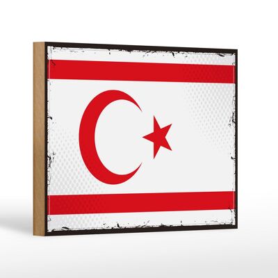 Letrero de madera bandera del Norte de Chipre 18x12 cm decoración de bandera retro